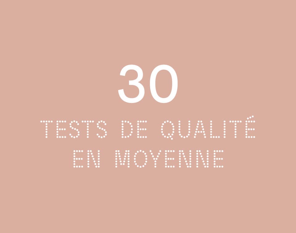 Toutes les matières et les accessoires employés passent en moyenne 30 tests qualité pour s’assurer de leur solidité et d
